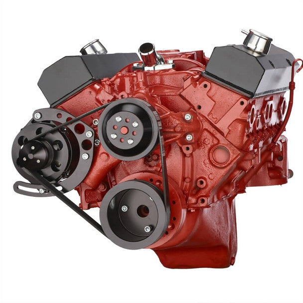 Chevy Small Block Serpentine Conversion - Alternator Only, Long Water Pump - Black