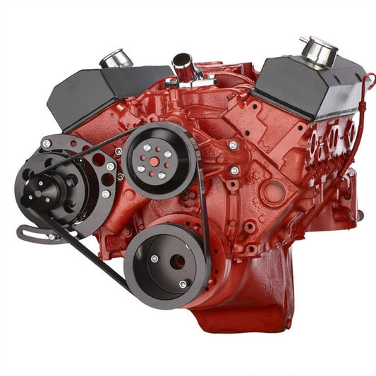 Chevy Small Block Serpentine Conversion - Alternator Only, Long Water Pump - Black