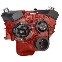 Chevy Small Block Serpentine Conversion - Alternator Only, Long Water Pump - Black