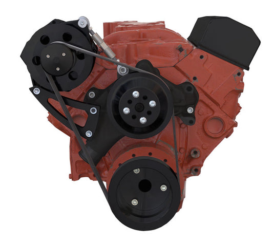 Chevy Small Block Serpentine Conversion - High Mount Alternator Only - Long Water Pump - Black