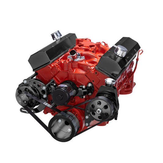 Chevy Small Block Serpentine Conversion - Power Steering Electric Water Pump - Black