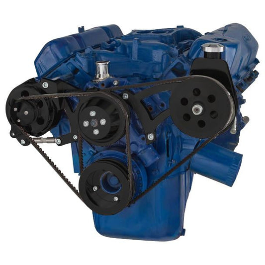 Ford 351C, 351M & 400 V-Belt System - Power Steering & Alternator - Black