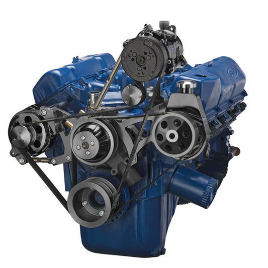 Ford 351C, 351M & 400 Serpentine System - AC, Power Steering & Alternator - Black