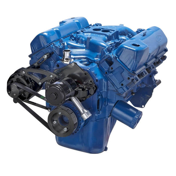 Ford 351C Serpentine System - Alternator Only, Electric Water Pump - Black