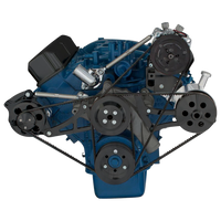 Ford 390 V-Belt System - AC Alternator & Power Steering with Ford Pump - Black