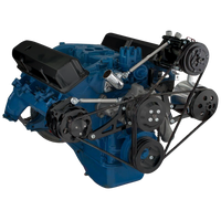 Ford 390 V-Belt System - AC Alternator & Power Steering with Ford Pump - Black