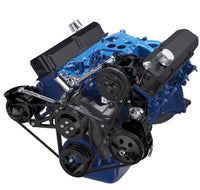 Ford 390 V-Belt System - AC, Alternator & Power Steering - Saginaw Pump - Black