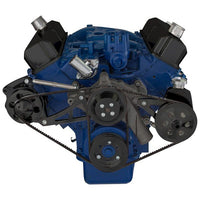 Ford 390 V-Belt System - Alternator & Power Steering with Saginaw Pump - Black