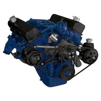 Ford 390 V-Belt System - Alternator & Power Steering with Saginaw Pump - Black