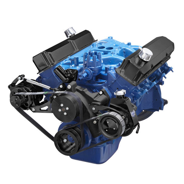 Ford 390 Serpentine System - Power Steering & Alternator - Black