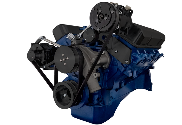 Ford 390 Serpentine System - Alternator & A/C (No Power Steering) - Black