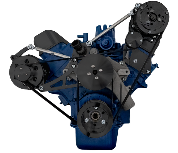 Ford 390 Serpentine System - Alternator & A/C (No Power Steering) - Black