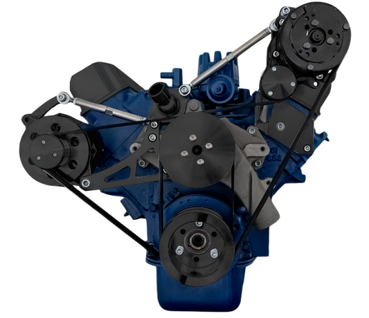 Ford 390 Serpentine System - Alternator & A/C (No Power Steering) - Black