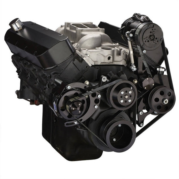 Chevy Big Block Gen. VI Serpentine Conversion Kit - AC, Alternator & Power Steering, Long Water Pump - Black