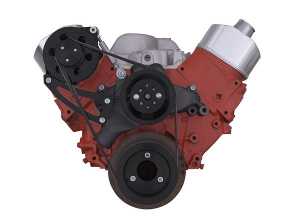 Chevy Big Block Serpentine Conversion Kit - High Mount Alternator Only - Long Water Pump - Black