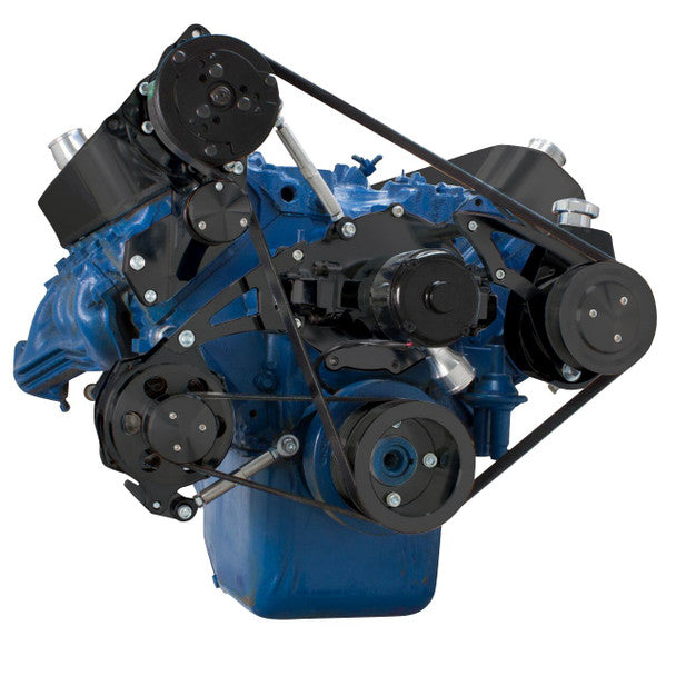 Ford 460 Serpentine System - AC and Power Steering, Electric WP - Black