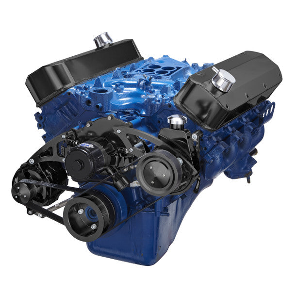 Ford 460 Serpentine System - Power Steering & Alternator - Electric Water Pump - Black