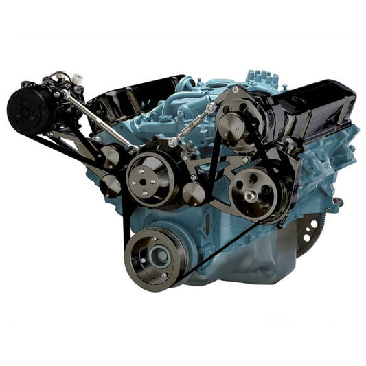 Pontiac Serpentine Conversion - AC, Power Steering & Alternator - Black