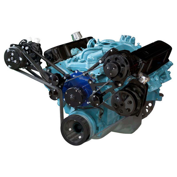 Pontiac Serpentine Conversion - AC, Power Steering & Alternator - Electric Water Pump - Black