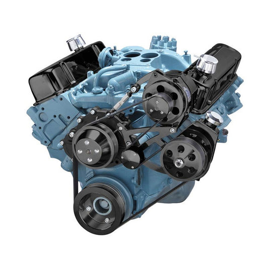 Pontiac Serpentine Conversion - Power Steering & Alternator - Black
