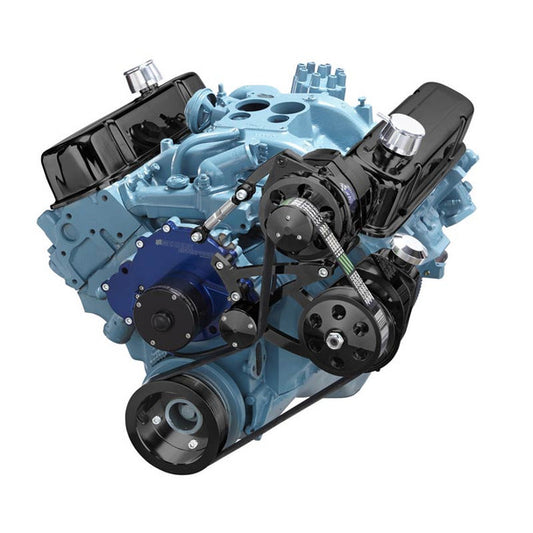Pontiac Serpentine Conversion - Power Steering & Alternator - Electric Water Pump - Black