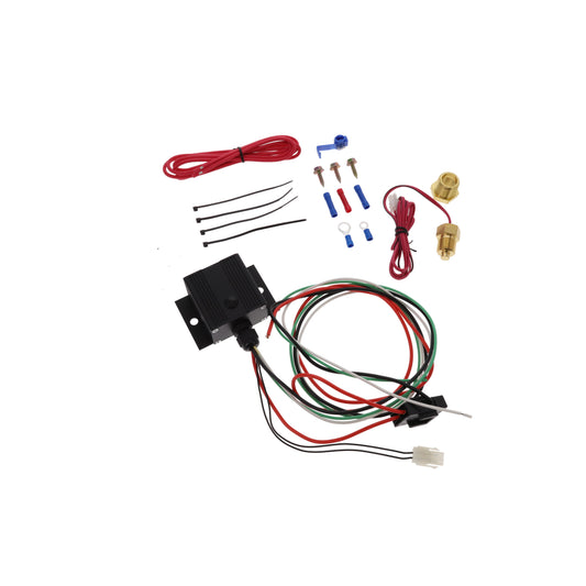 Adjustable Electric Fan Controller Kit with Thread-in Thermostat 150° - 240° - Black