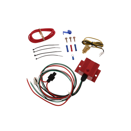 Adjustable Electric Fan Controller Kit with Thread-in Thermostat 150° - 240° - Red
