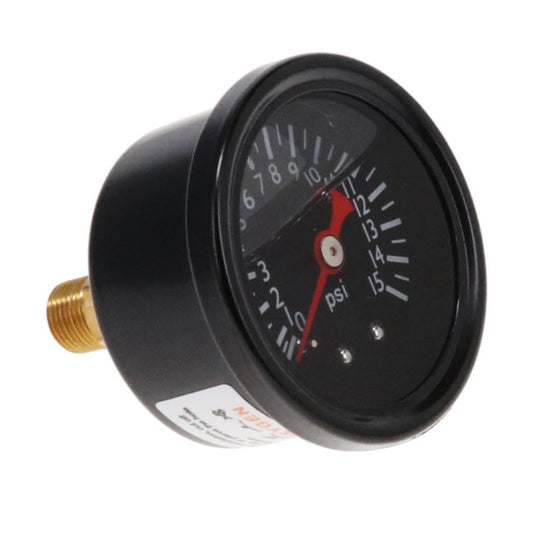 0-15 PSI Liquid-Filled Fuel Pressure Gauge - Black
