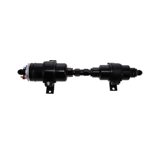 Universal Straight Electric Fuel Pump and Filter Kit - 40 Microns - Black
