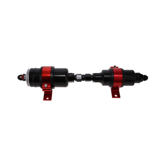 Universal Straight Electric Fuel Pump and Filter Kit - 10 Microns - Red