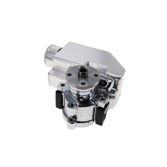 GM Type II Style Power Steering Pump with 18 oz Fabricated Aluminum Reservoir and Pulley Hub - Chrome