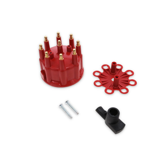 8-Cylinder Male Pro Billet & Ready to Run Cap & Rotor Kit - Red