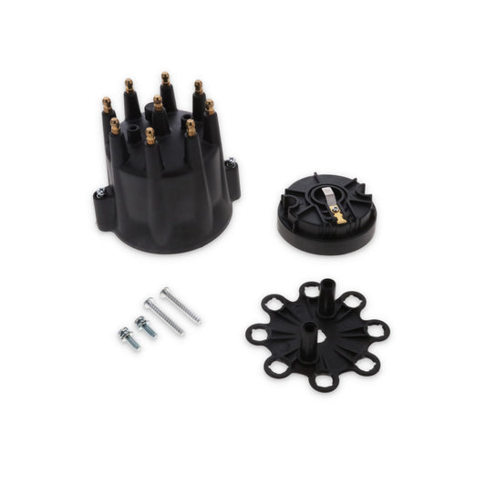 8-Cylinder Male Pro Series Distributor Cap & Rotor Kit - Black