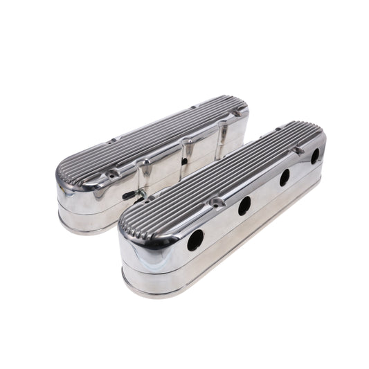 GM LS Finned Cast Aluminum Valve Covers with Coil Mounts and Covers - Polished