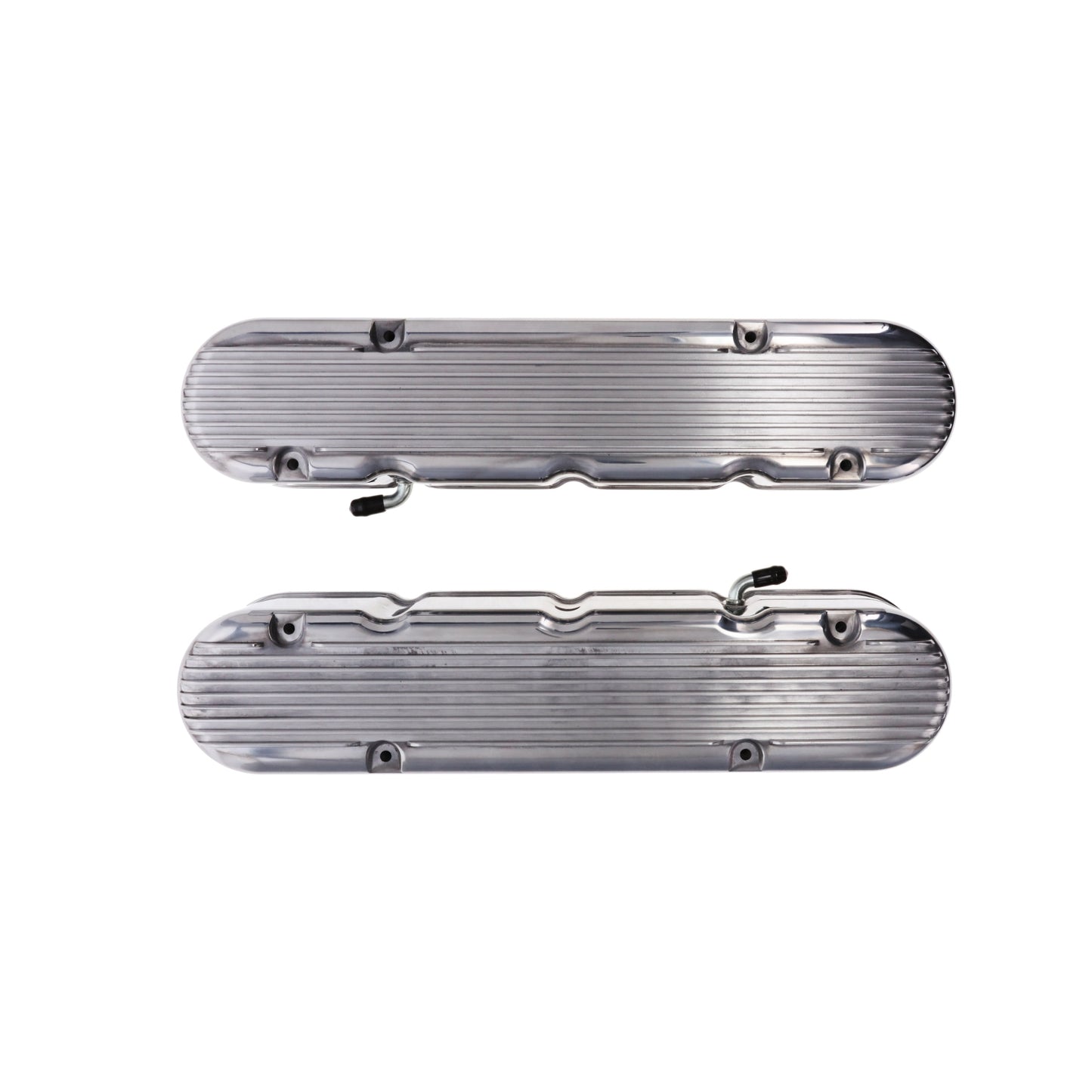GM LS Finned Cast Aluminum Valve Covers with Coil Mounts and Covers - Polished