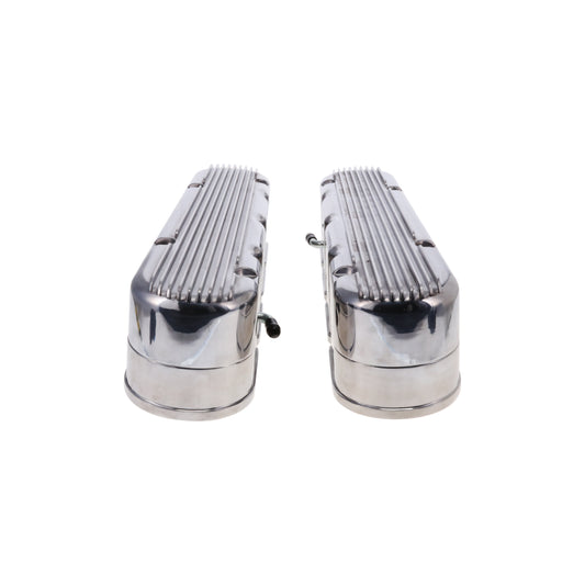 GM LS Finned Cast Aluminum Valve Covers with Coil Mounts and Covers - Polished
