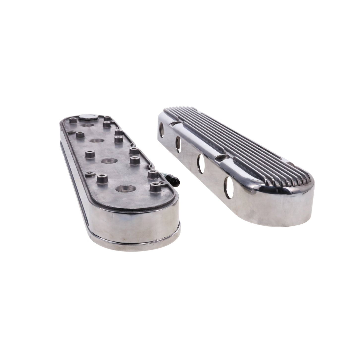 GM LS Finned Cast Aluminum Valve Covers with Coil Mounts and Covers - Polished