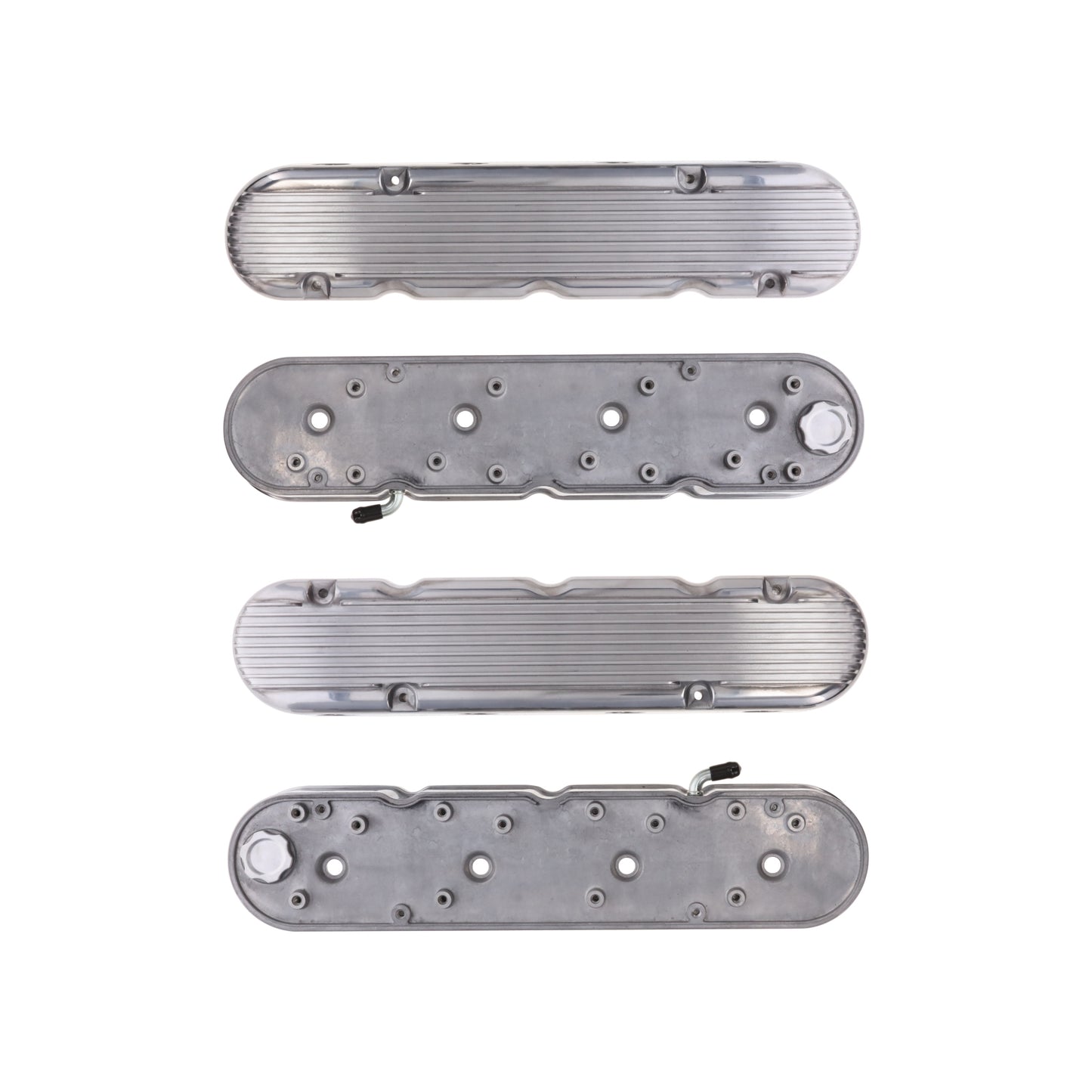GM LS Finned Cast Aluminum Valve Covers with Coil Mounts and Covers - Polished
