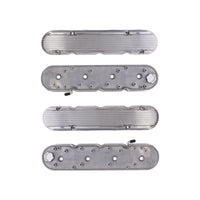 GM LS Finned Cast Aluminum Valve Covers with Coil Mounts and Covers - Polished
