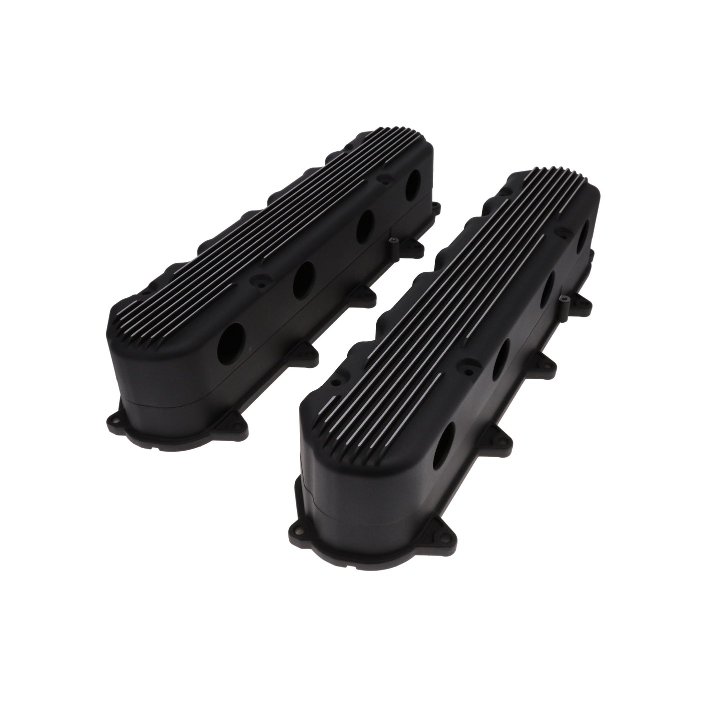 GM LT Finned Cast Aluminum Valve Covers with Coil Mounts and Covers - Black
