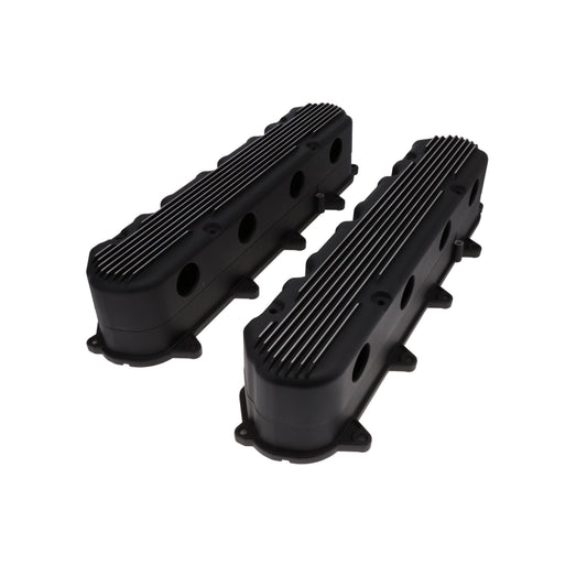 GM LT Finned Cast Aluminum Valve Covers with Coil Mounts and Covers - Black