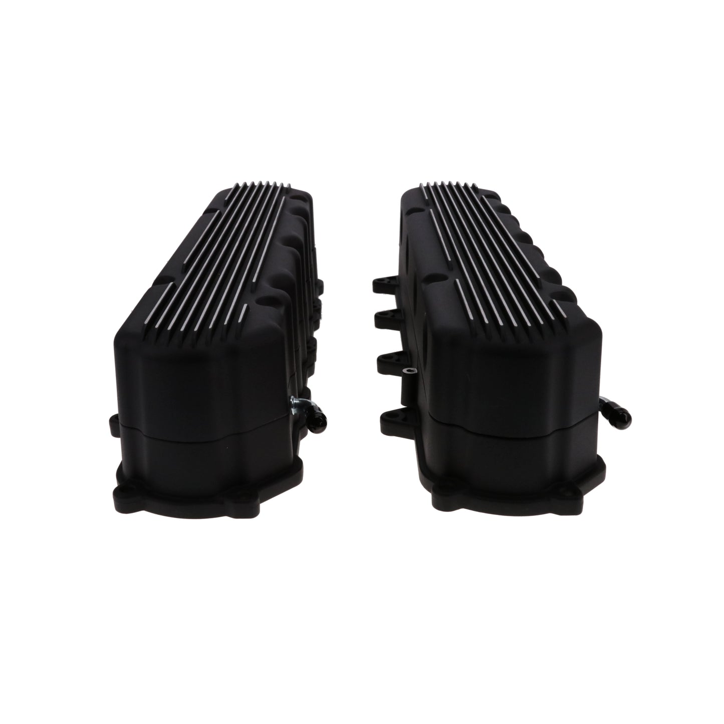 GM LT Finned Cast Aluminum Valve Covers with Coil Mounts and Covers - Black