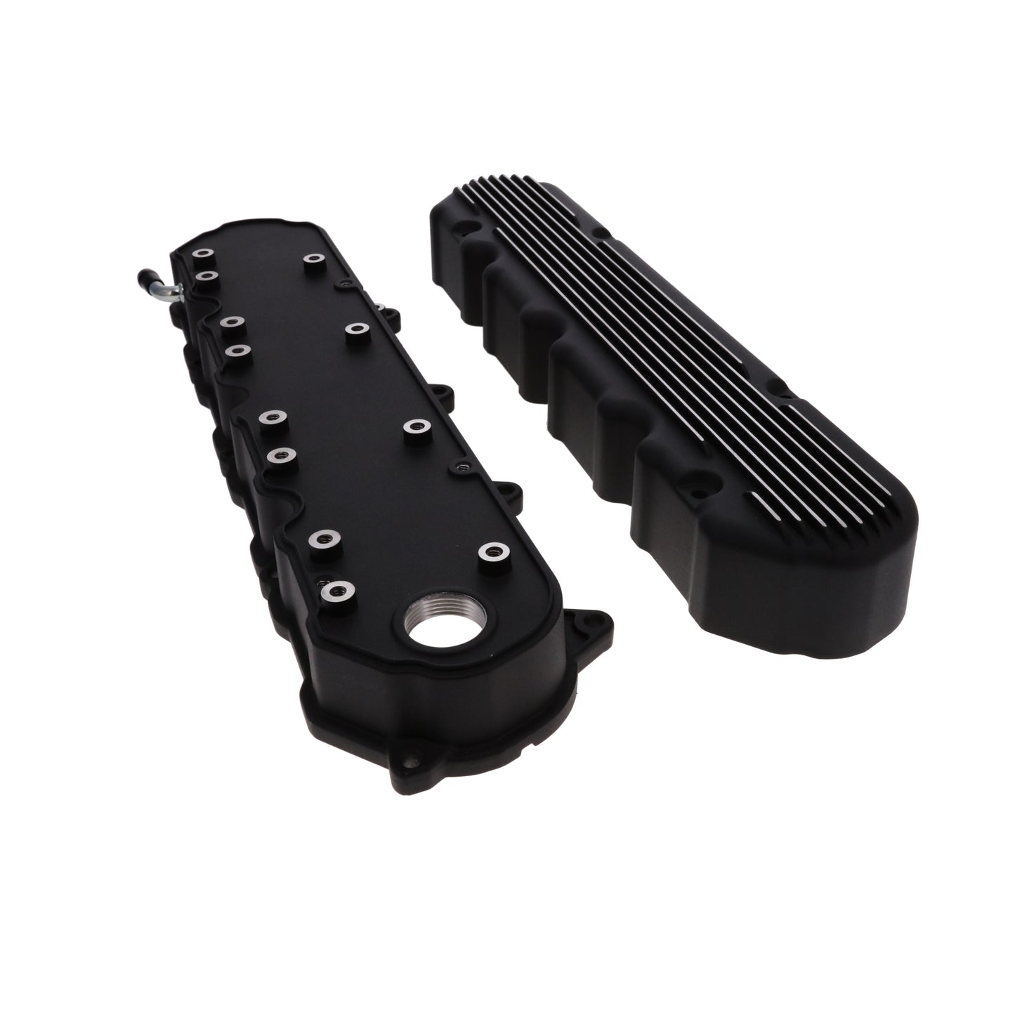 GM LT Finned Cast Aluminum Valve Covers with Coil Mounts and Covers - Black