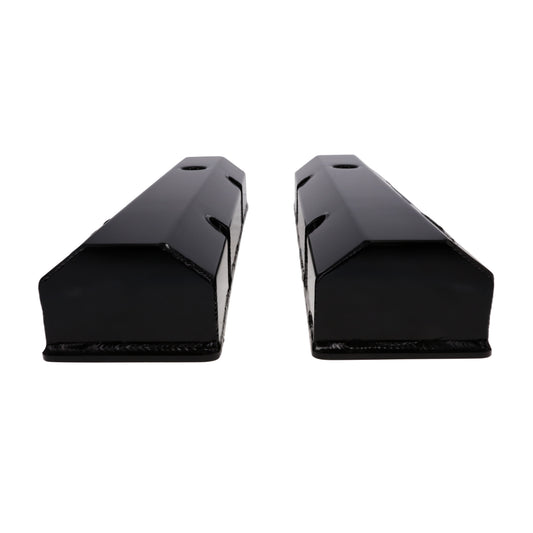 Chevy Small Block Short Bolt Fabricated Aluminum Valve Covers with Breather Holes - Black