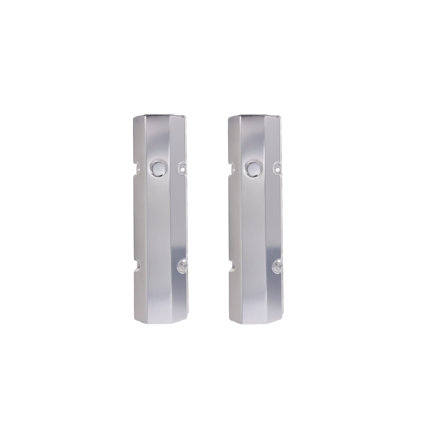 Chevy Small Block Short Bolt Fabricated Aluminum Valve Covers with Breather Holes - Clear Anodized