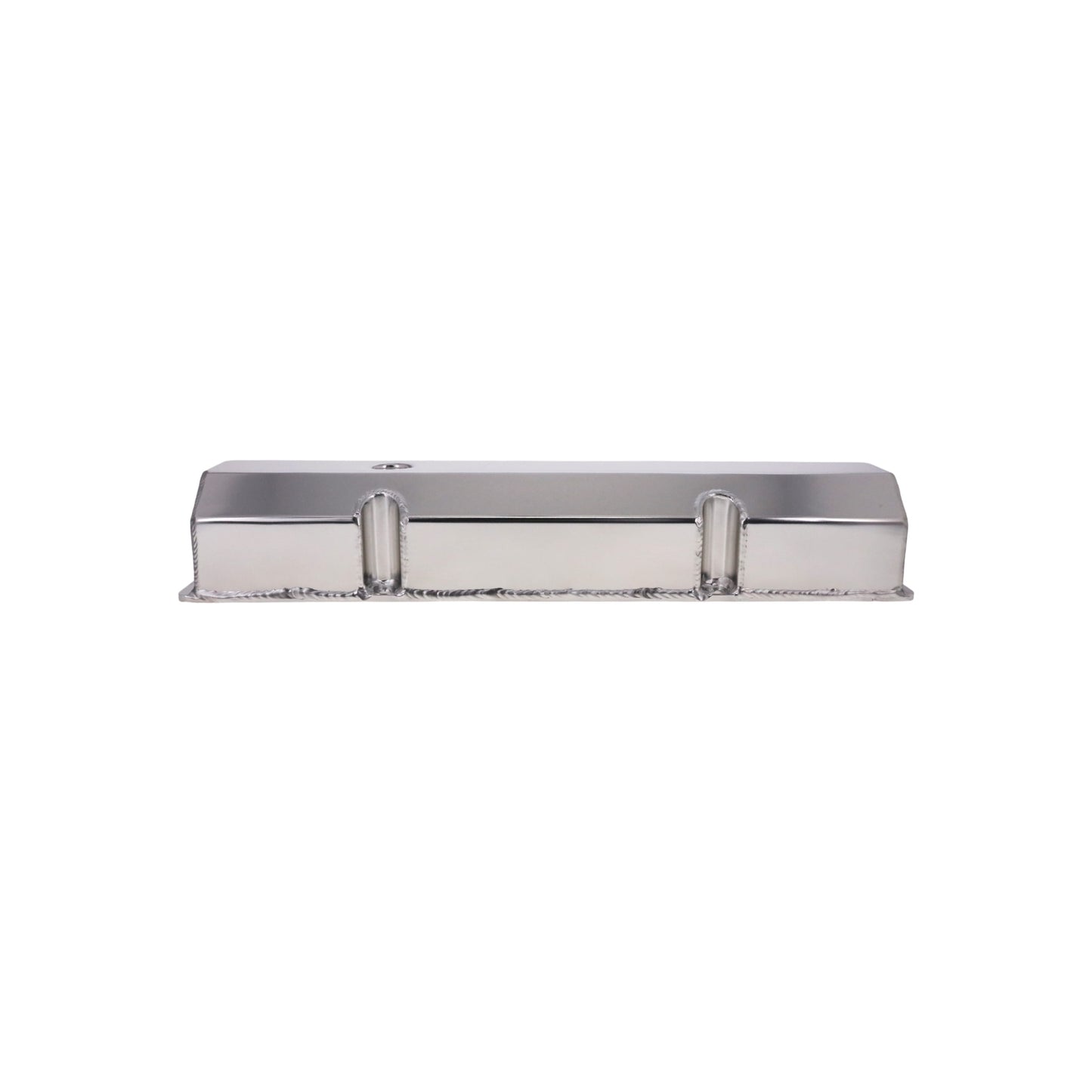 Chevy Small Block Short Bolt Fabricated Aluminum Valve Covers with Breather Holes - Clear Anodized