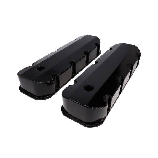 Chevy Big Block Short Bolt Fabricated Aluminum Valve Covers with Breather Holes - Black