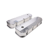 Chevy Big Block Short Bolt Fabricated Aluminum Valve Covers with Breather Holes - Clear Anodized