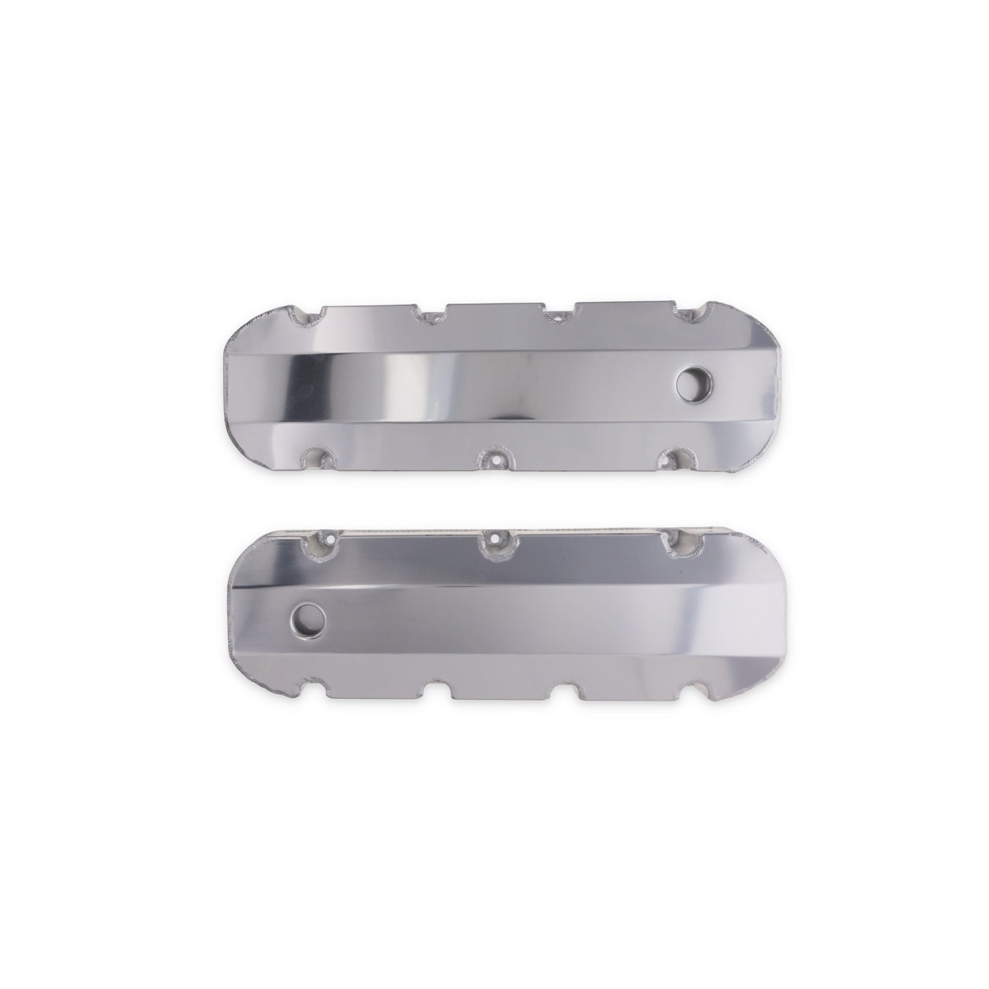 Chevy Big Block Short Bolt Fabricated Aluminum Valve Covers with Breather Holes - Clear Anodized