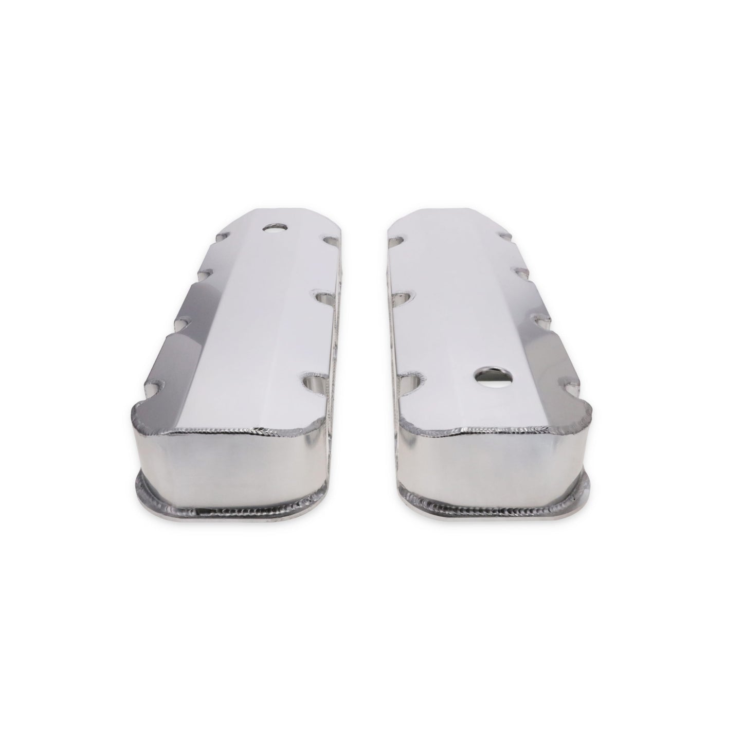 Chevy Big Block Short Bolt Fabricated Aluminum Valve Covers with Breather Holes - Clear Anodized